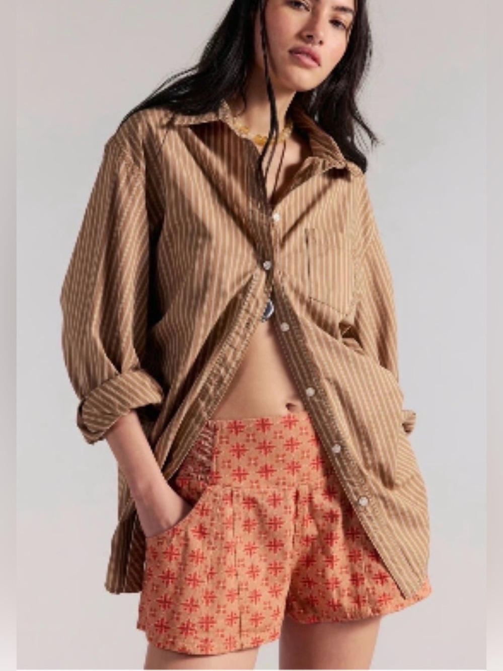 Free People Orange Patterned Women’s Shorts